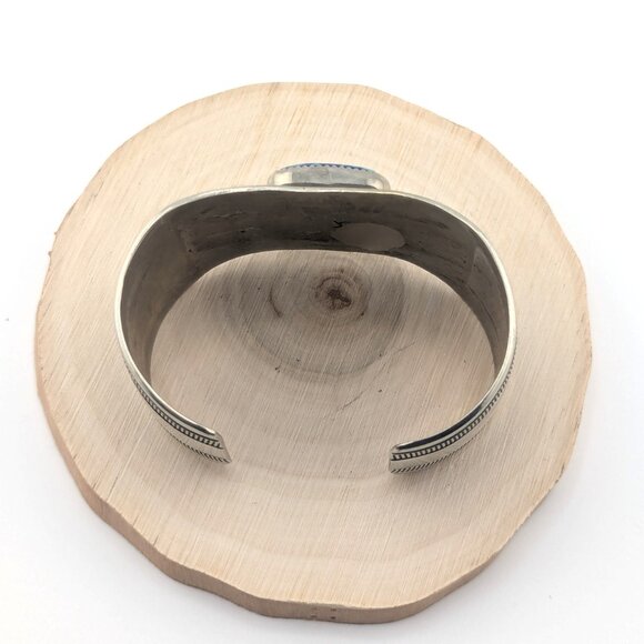 Handmade Native American‎ Azurite Chrysocolla Cuff Nickel Silver Bracelet Sz 7* - Picture 7 of 11